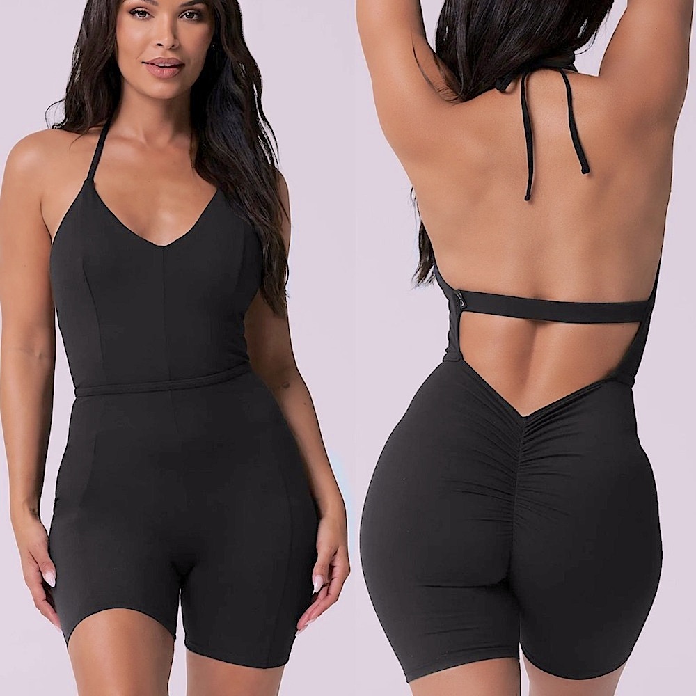 Lici Fit Black biker shorts romper jumpsuit